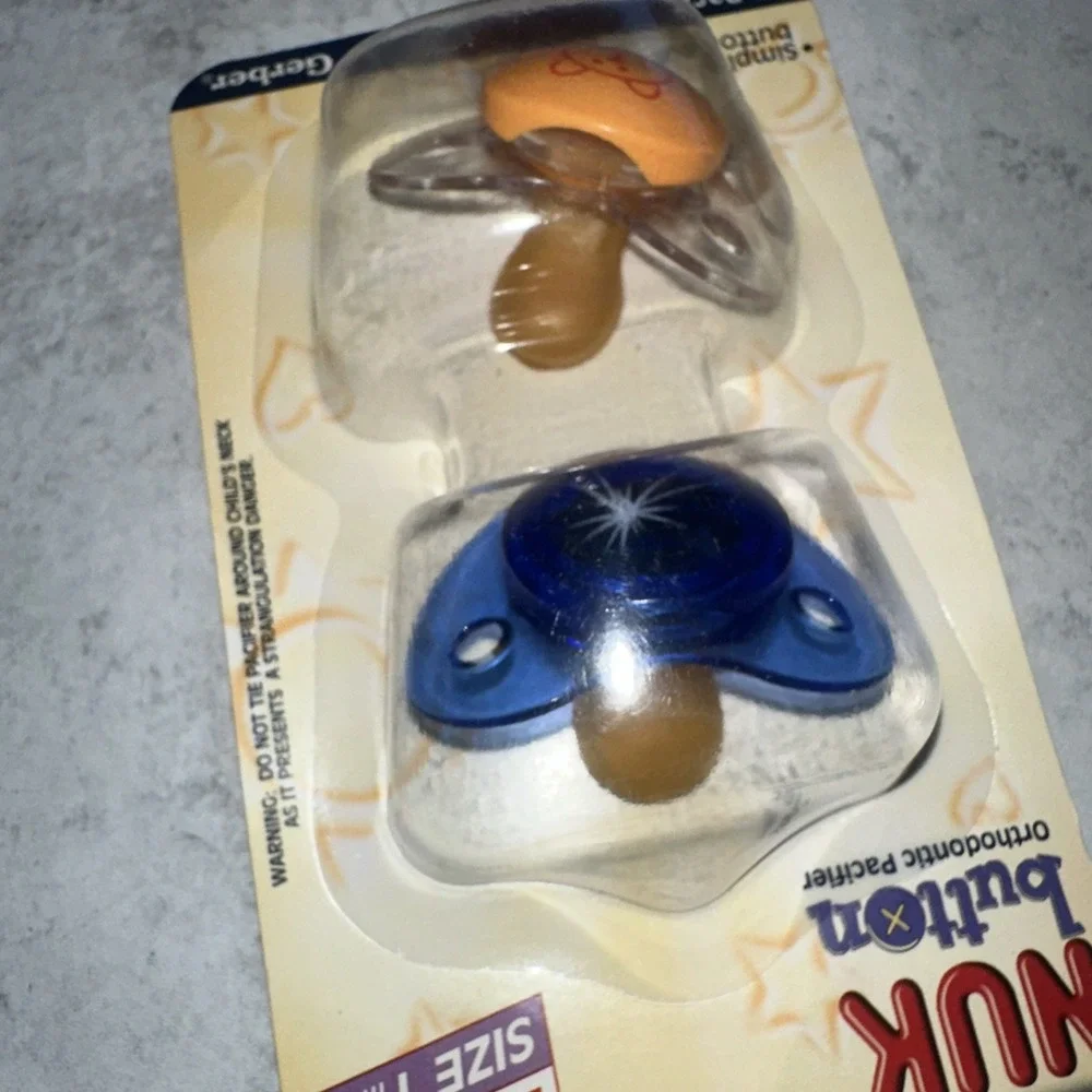 2set Gerber NUK Orthodontic Button Latex Pacifiers Size 1  Newborn Bear Firework